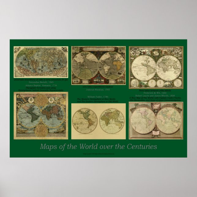 Poster Mapas do Mundo ao longo dos séculos (Frente)