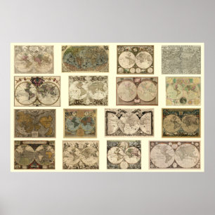 Poster Mapas do Velho Mundo - 16 mapas a partir dos sécul