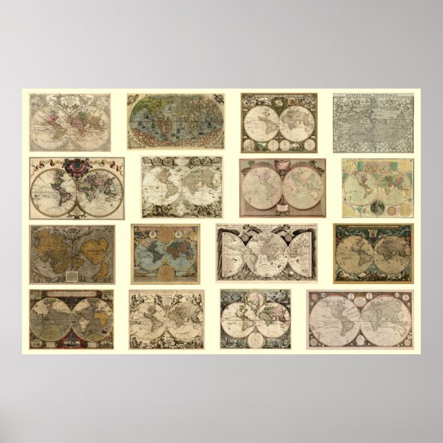 Poster Mapas do Velho Mundo - 16 mapas a partir dos sécul (Frente)