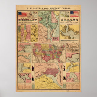 Poster Mapas Estratégicos Militares da Guerra Civil Vinta