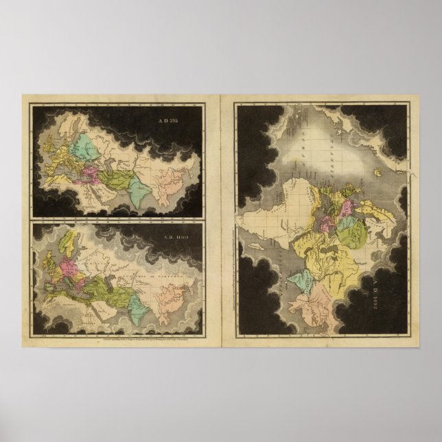 Póster mapas gravados do mundo (Frente)