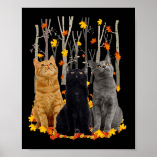 Poster Maple Cat Leaf Fall Hello Autumn Fun Gatinho