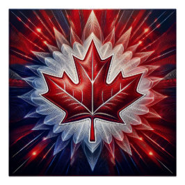 Póster Maple Leaf Canadian Flag Fractal