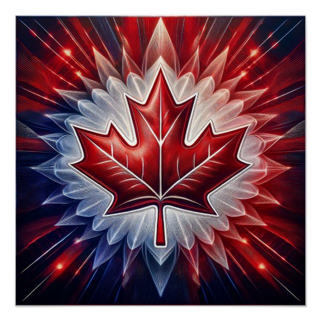 Póster Maple Leaf Canadian Flag Fractal (Frente)