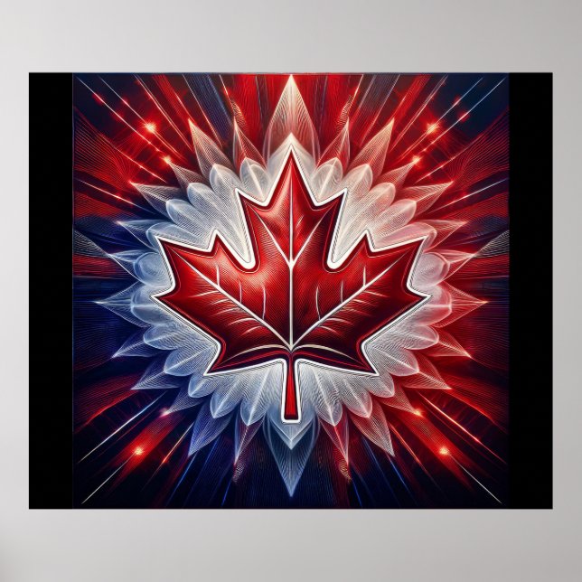 Poster Maple Leaf Canadian Flag Fractal (Frente)