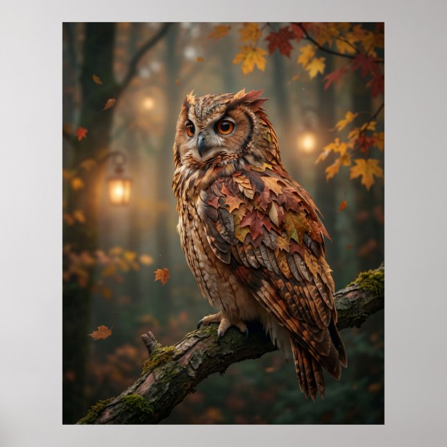 Poster Maple Owl Autumn Glow (Frente)