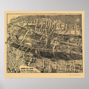Póster Maplewood, mapa panorâmico de NJ - 1910