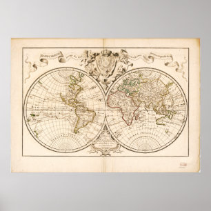 Poster Mappemonde um l'usage du Roy (mapa do mundo desde