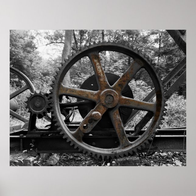 PÓSTER MÁQUINA ABANDONADA NA FLORESTA (Frente)