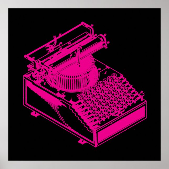 Póster Máquina de Escrevendo Magenta (Frente)