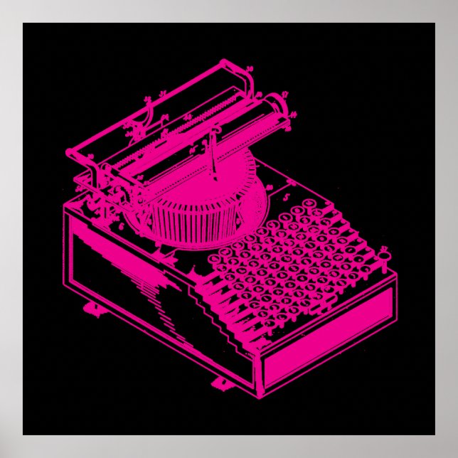 Póster Máquina de Escrevendo Magenta (Frente)