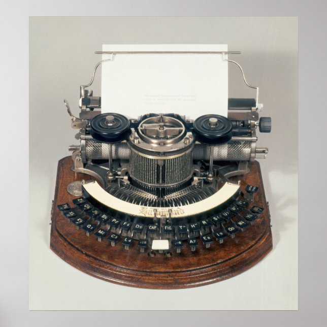 Poster Máquina de escrever Hammond, com teclado ideal (Frente)