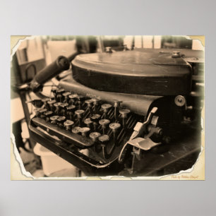 Póster Máquina de escrever velha do vintage