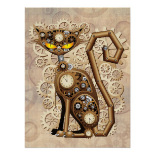 Póster Máquina de Estilo de Retrô de Vintagem Steampunk C