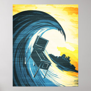Póster Máquina de Pinball surfando