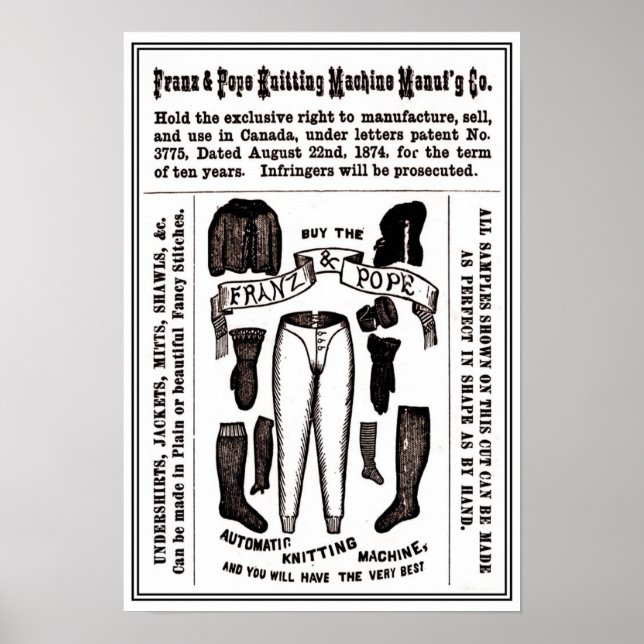 Póster Máquina de tricô antiga de 13" x 19" (Frente)