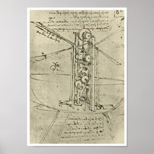 Póster Máquina de vôo, Leonardo da Vinci, 1488
