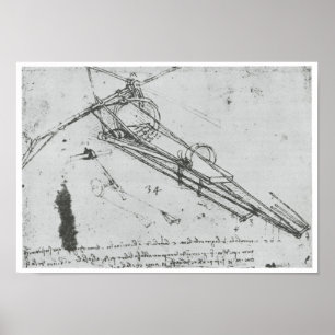 Póster Máquina de vôo, Leonardo da Vinci, 1490