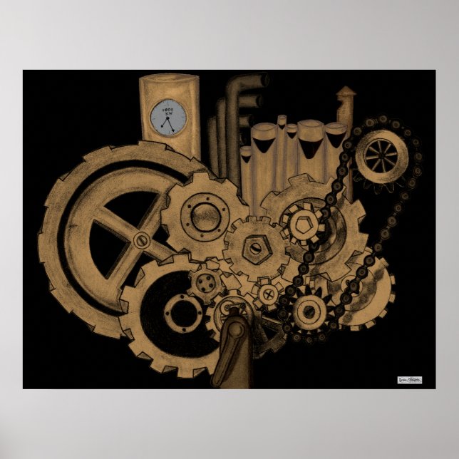 Póster Máquina Steampunk (Brassy) (Frente)