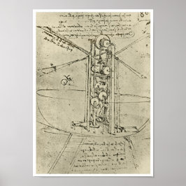 Póster Máquina Voadora, Leonardo da Vinci, 1488