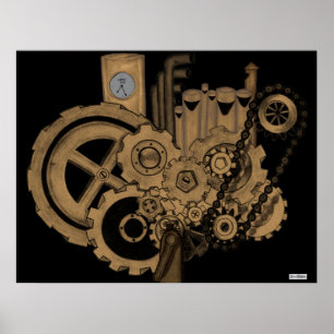 Póster Maquinaria de Steampunk (Brassy)