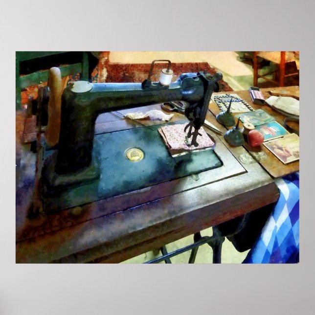 Póster Máquinas De Costura Com Tesoura (Frente)