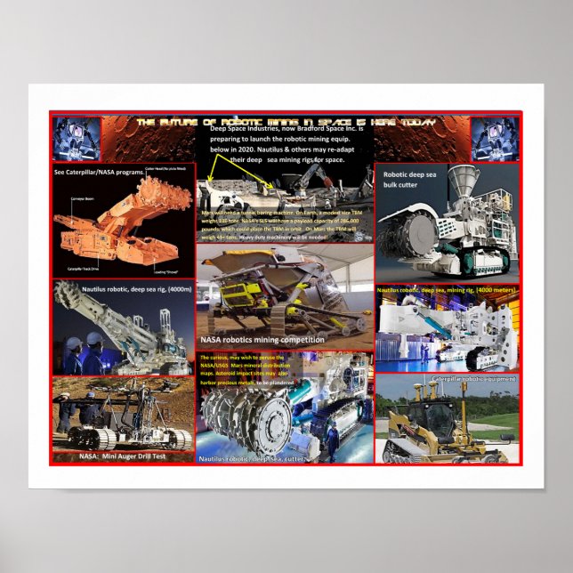 Poster Máquinas de Mineração em Marte (Frente)