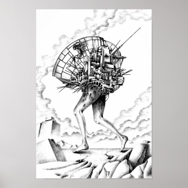 Poster Máquinas Móveis de uma Cidade Arruinada. (Frente)