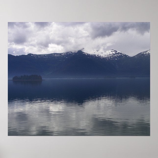 Poster Mar Alaskano Nebuloso em Tons de Azul (Frente)