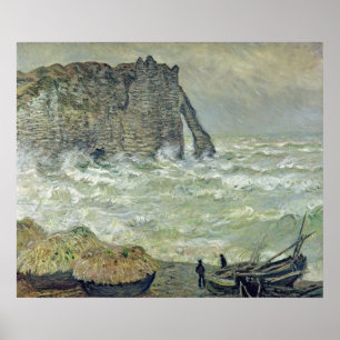 Póster Mar áspero de Claude Monet em Etretat, 1883