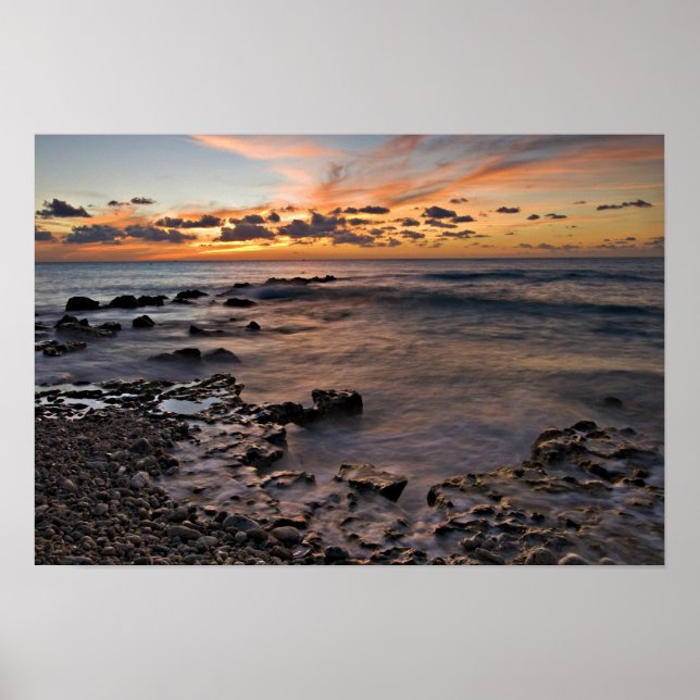 Poster Mar Caribe, Ilhas Cayman. Ondas de queda 2 (Frente)