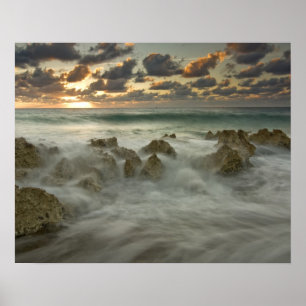 Póster Mar Caribe, Ilhas Cayman. Ondas de queda 3