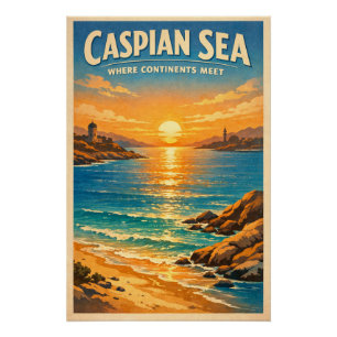 Póster Mar Cáspio em uma clássica viagem retrô