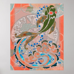 Poster Mar da arte popular do asiático da paz