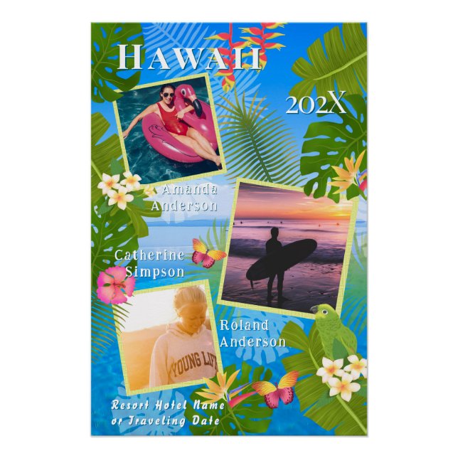 Póster Mar de Fotografias de Memória de Viagem de Paraíso (Frente)