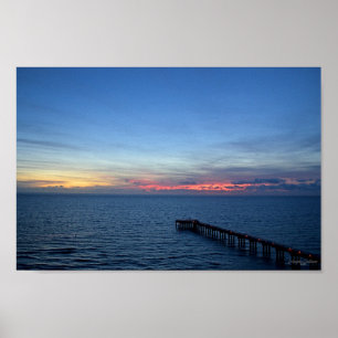 Poster Mar de Miami Beach Ocean Sunrise no Oceano Azul