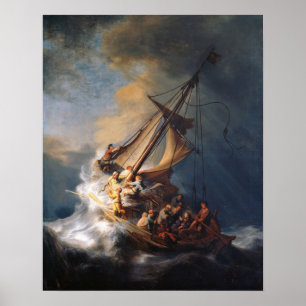 Poster Mar de Tempestade Rembrandt da Pintura da Galileia