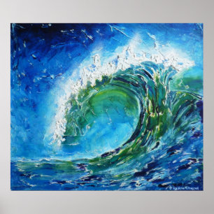 Póster Mar do oceano da onda da pintura a óleo das belas