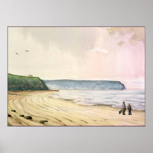Póster mar e penhascos whitby Inglaterra