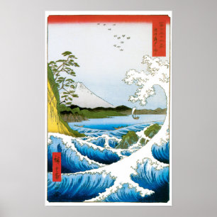 Póster Mar em Satta na província de Suruga por Ando