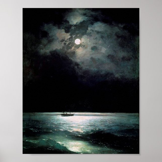 Poster Mar Negro à noite por Ivan Aivazovsky (Frente)