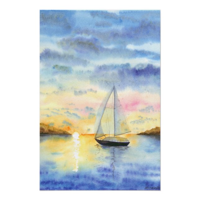 Póster Mar no pôr do sol (Frente)