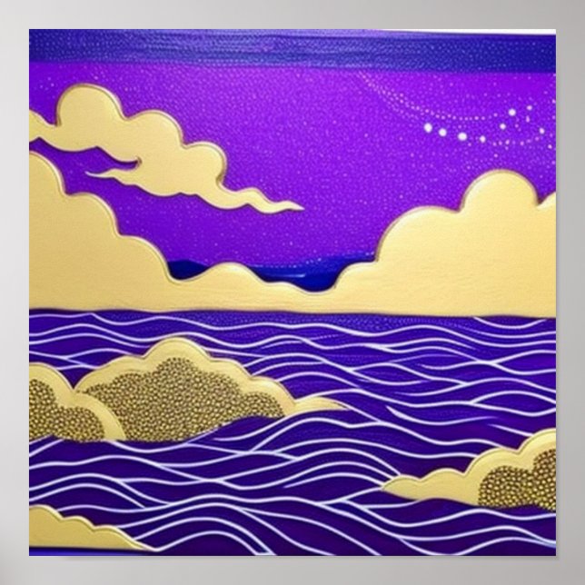 Poster Mar Nublado à Noite (Frente)