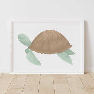 Poster Mar Turtle Watercolor Beach Nursersery Decor