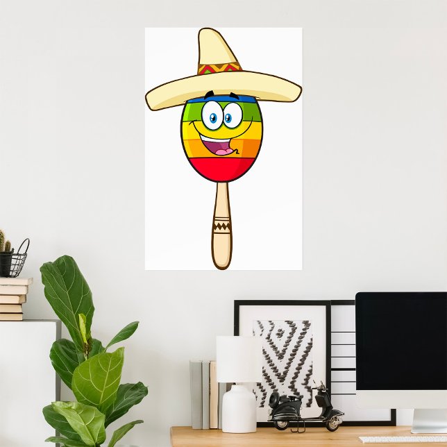 Poster Maraca with Sombrero Colorful Fiesta (Criador carregado)