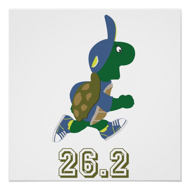 Póster Marathon Turtle Runner em Azul (Frente)