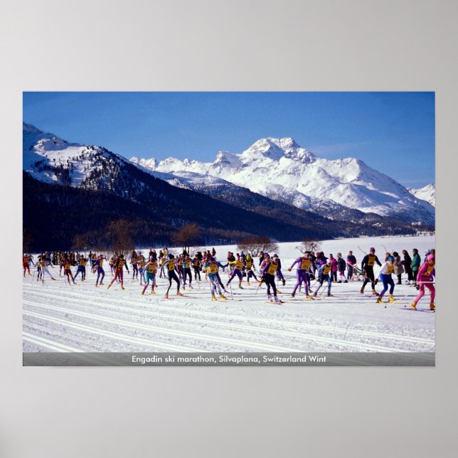 Poster Maratona de esqui Engadin, Silvaplana, Suiça Wint (Frente)