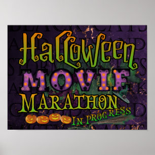 Poster Maratona de Filme de Halloween em Curso