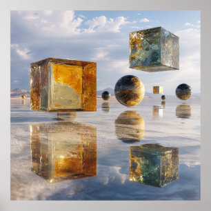 Poster Maravilhas Geométricas Flutuantes Sobre a Água