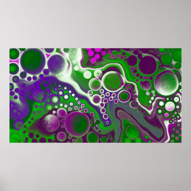 Poster Marble Abstrato Moderno de Arte Fluida Verde e Rox (Frente)
